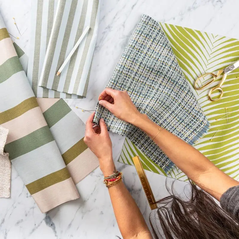 sunbrella fabrics in green, beige and other neutral colours