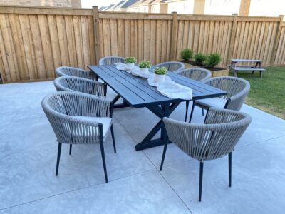 Harvest Dining Table with Marine Grade Rope Dining Chairs