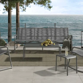 cushionless outdoor furniture conversation set