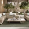 Outdoor wicker sectional with built in quick dry foam. Earth tone wicker