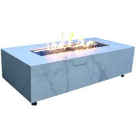 Elementi Plus - Carrara Porcelain Fire Table - White Rectangle
